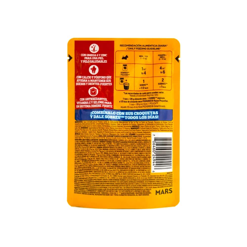Alimento pollo y vegetales en filetes para perros razas pequeñas Pedigree (100 g / 3.52 oz) - Miniatura 6