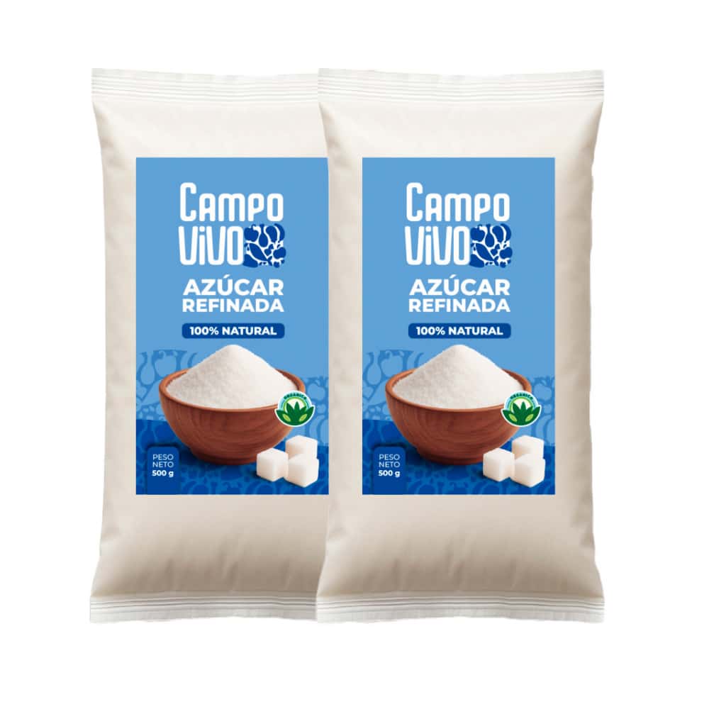 Azúcar blanca refinada Campo Vivo (2 x 500 g / 1.1 lb) - Miniatura 1