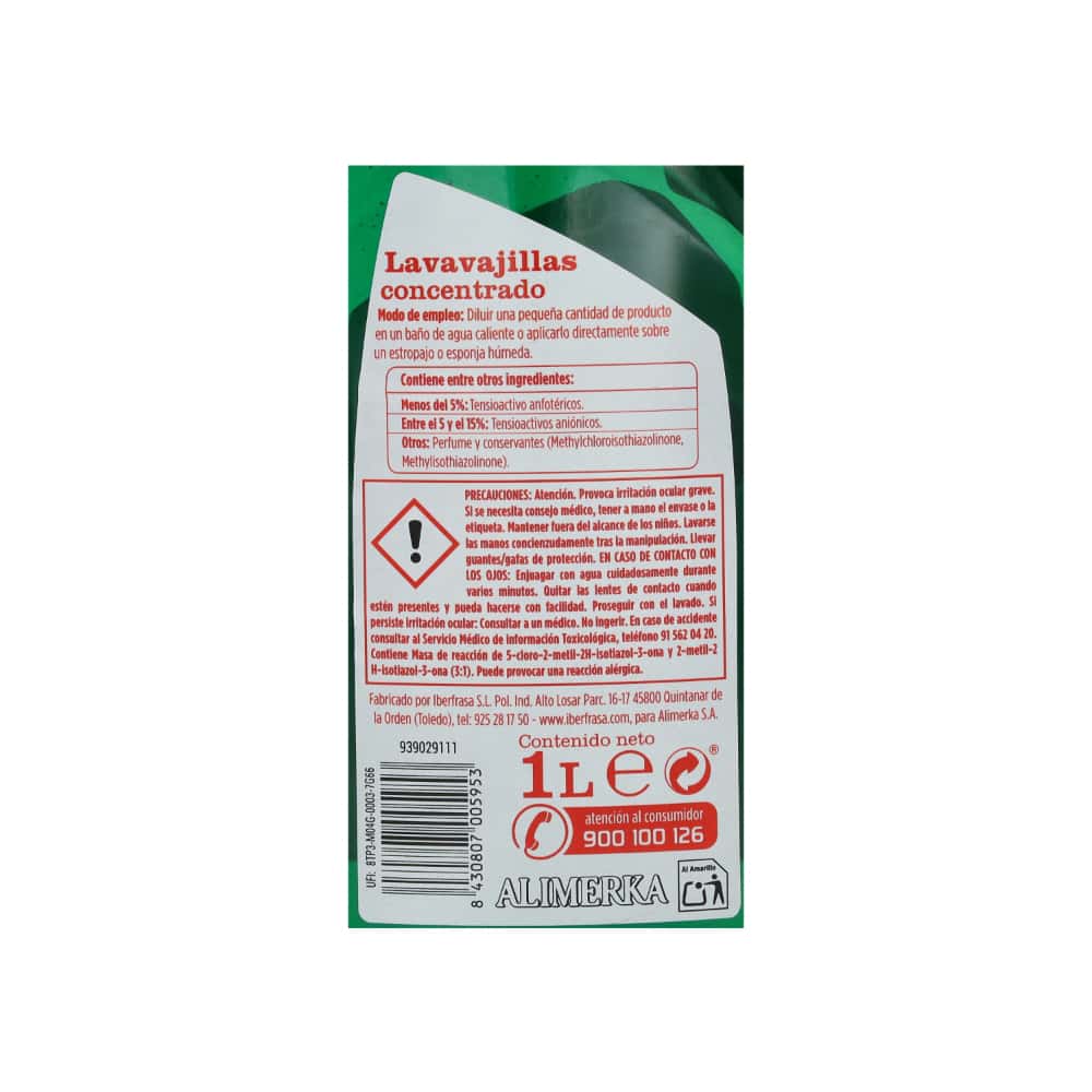 Lavavajillas concentrado Alimerka (1 L) - Miniatura 3