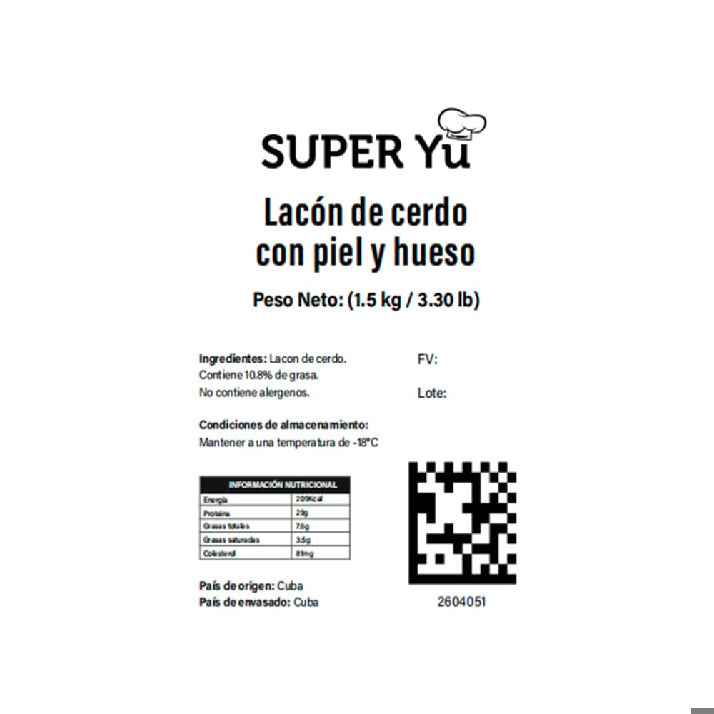 Lacón de cerdo con piel y hueso Super Yu (1.5 kg / 3.30 lb) - Miniatura 3
