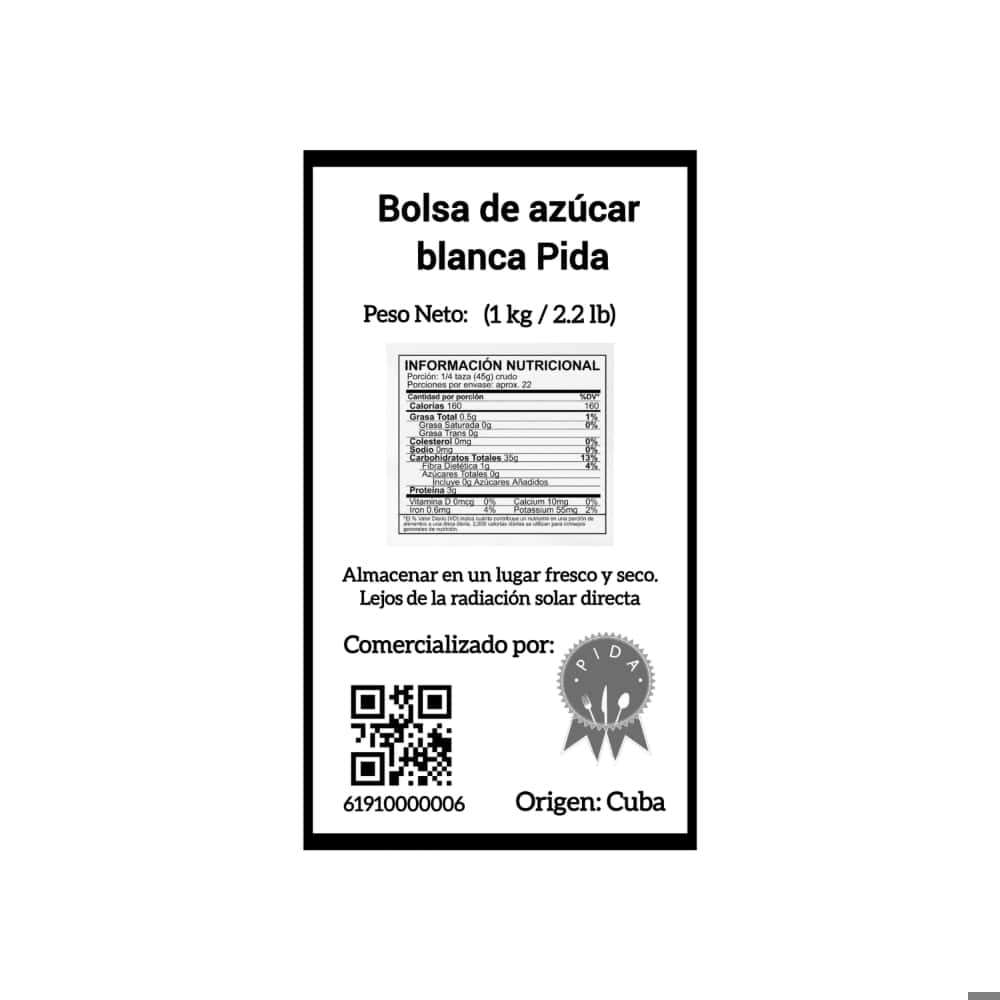 Azúcar blanca Pida (1 kg / 2.2 lb) - Miniatura 2