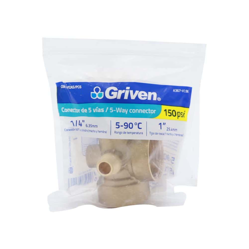Conector de 5 vías de 1" x 1/4" para sistemas hidroneumáticos Griven - Miniatura 2