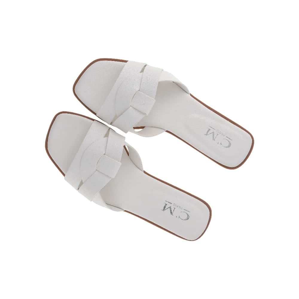 Sandalias planas blancas con correas cruzadas y nudo para mujer CM PARIS (Talla 39) - Miniatura 2
