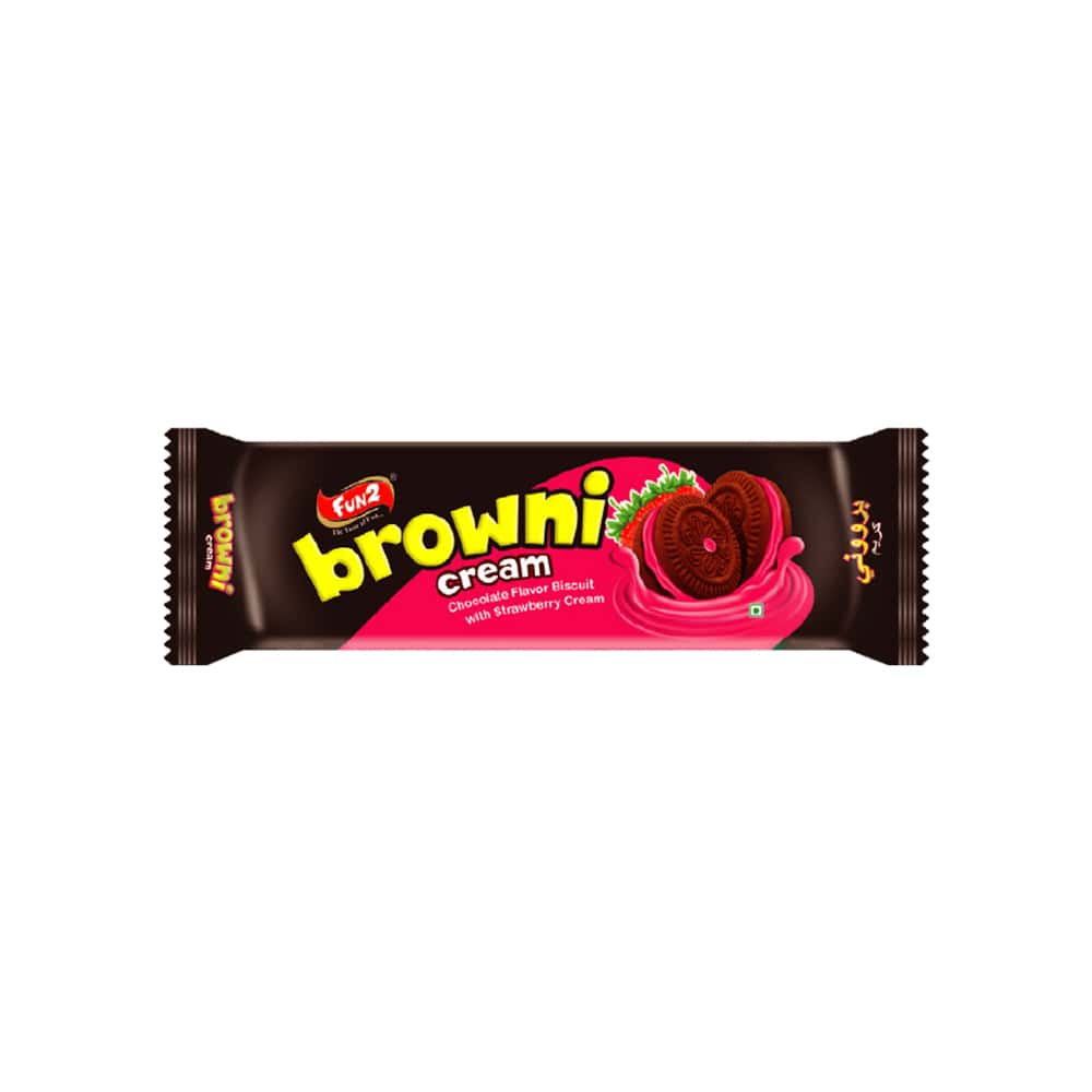 Galletas de chocolate rellenas con crema sabor fresa Browni Cream Fun2 (55 g / 1.94 oz) - Miniatura 1