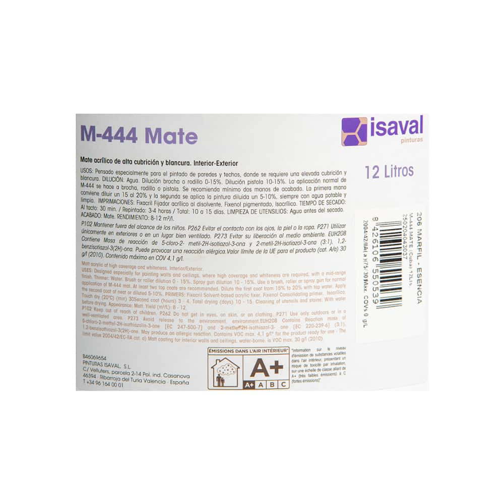 Pintura acrílica interior y exterior color marfil M-444 Blancolor Isaval (12 L) - Miniatura 4