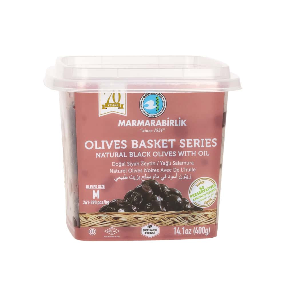 Aceitunas negras naturales en salmuera con aceite natural Marmarabirlik (400 g / 14.1 oz) - Miniatura 1
