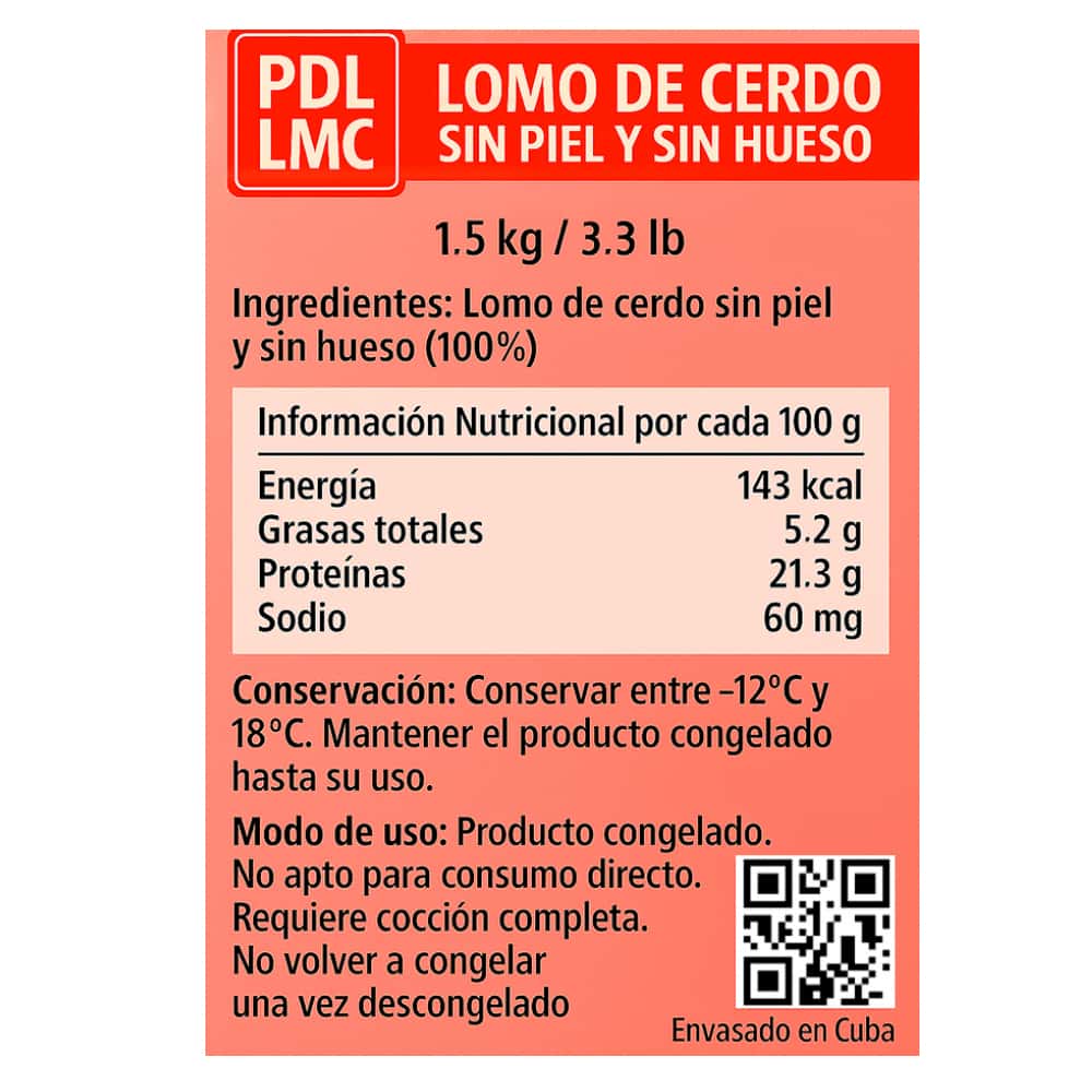 Lomo de cerdo sin piel y sin hueso PDL LMC (1.5 kg / 3.3 lb) - Miniatura 2