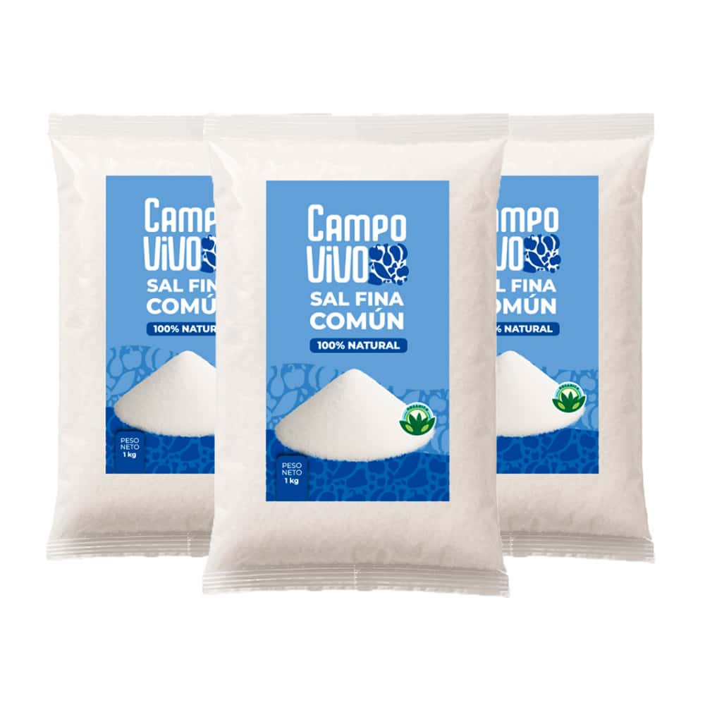 Sal fina común Campo Vivo (3 x 1 kg / 2.2 lb) - Miniatura 1