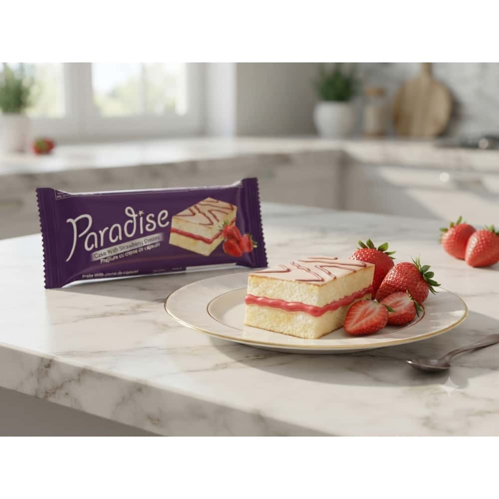 Pastelito relleno de crema de fresa con cobertura de chocolate blanco Paradise Simsek (25 g) - Miniatura 4
