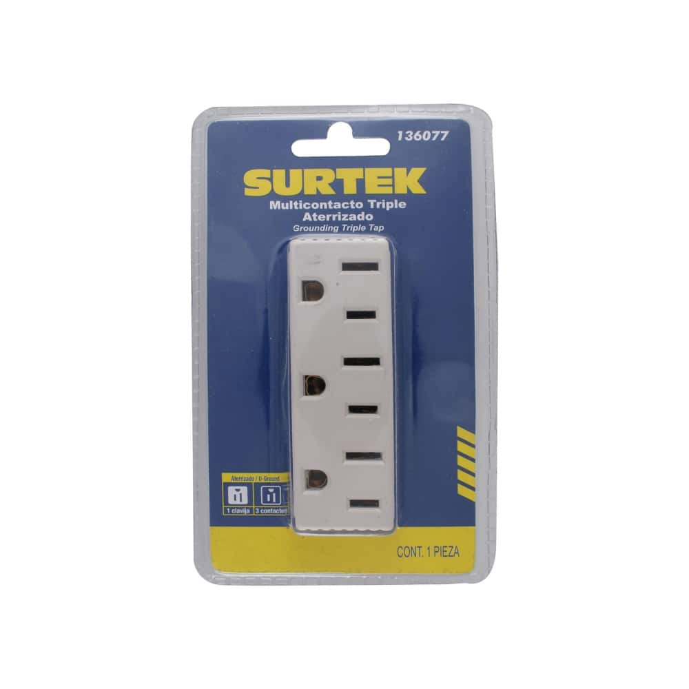 Multicontacto triple con conexión a tierra Surtek 136077 - Miniatura 2