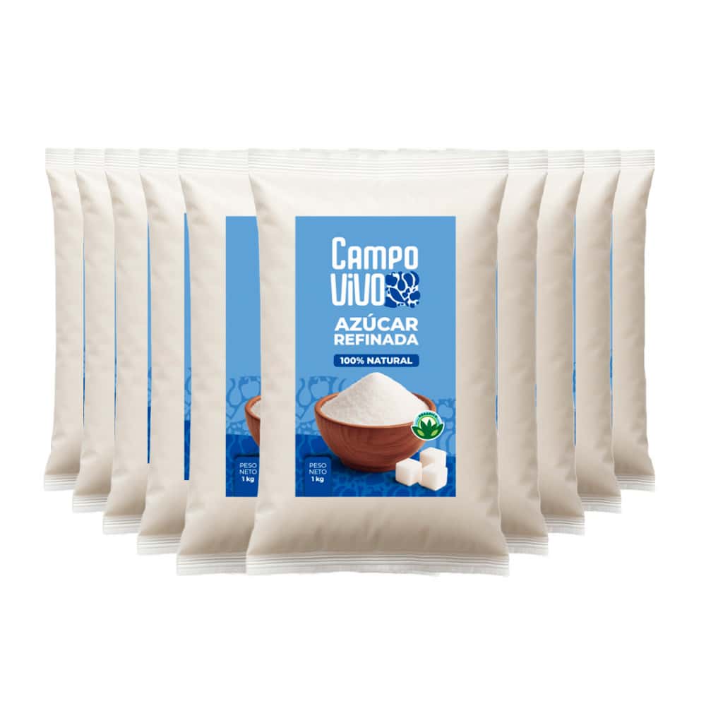 Azúcar blanca refinada Campo Vivo (10 x 1 kg / 2.2 lb) - Miniatura 1