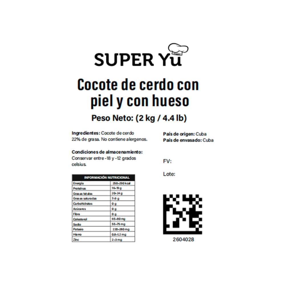 Cocote de cerdo con piel y con hueso Super Yu (2 kg / 4.4 lb) - Miniatura 3