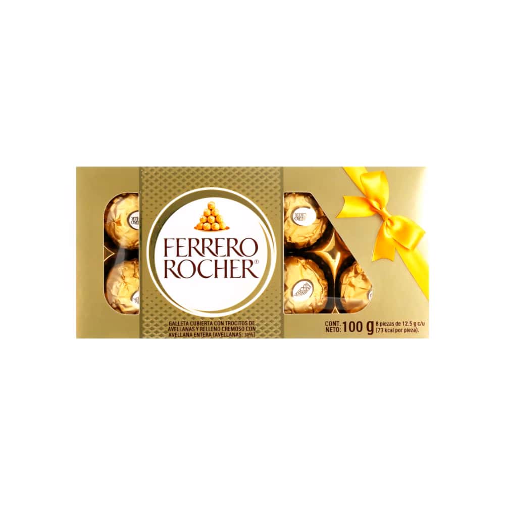 Bombones cubiertos con trocitos de avellanas y relleno cremoso con avellana entera Ferrero Rocher (100 g / 3.53 oz) - Miniatura 7