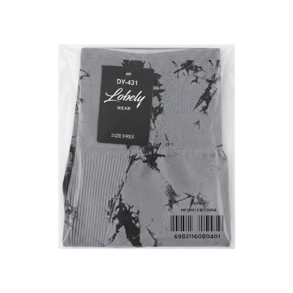 Licra corta de tiro alto con diseño marmoleado gris y negro Lobely wear (Talla: Única) - Miniatura 3