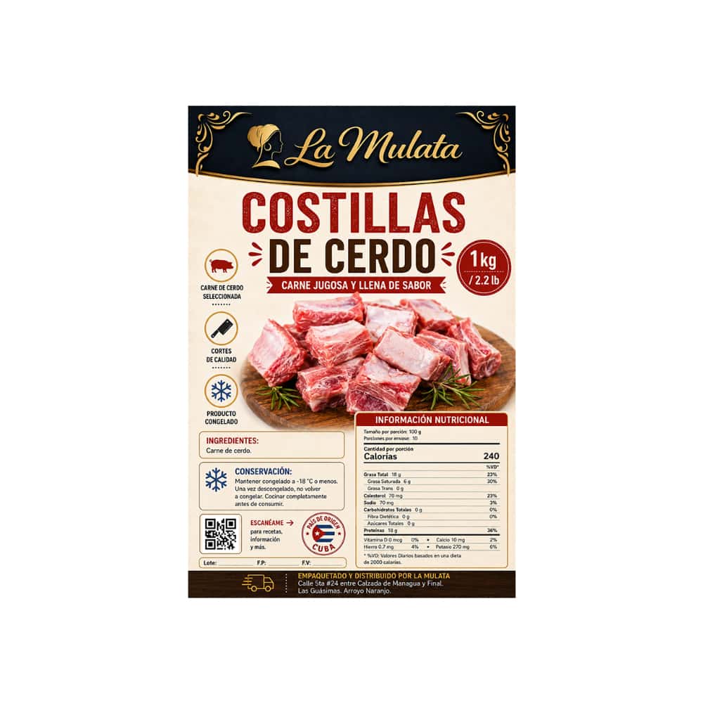 Costillas de cerdo La Mulata (1 kg / 2.2 lb) - Miniatura 2