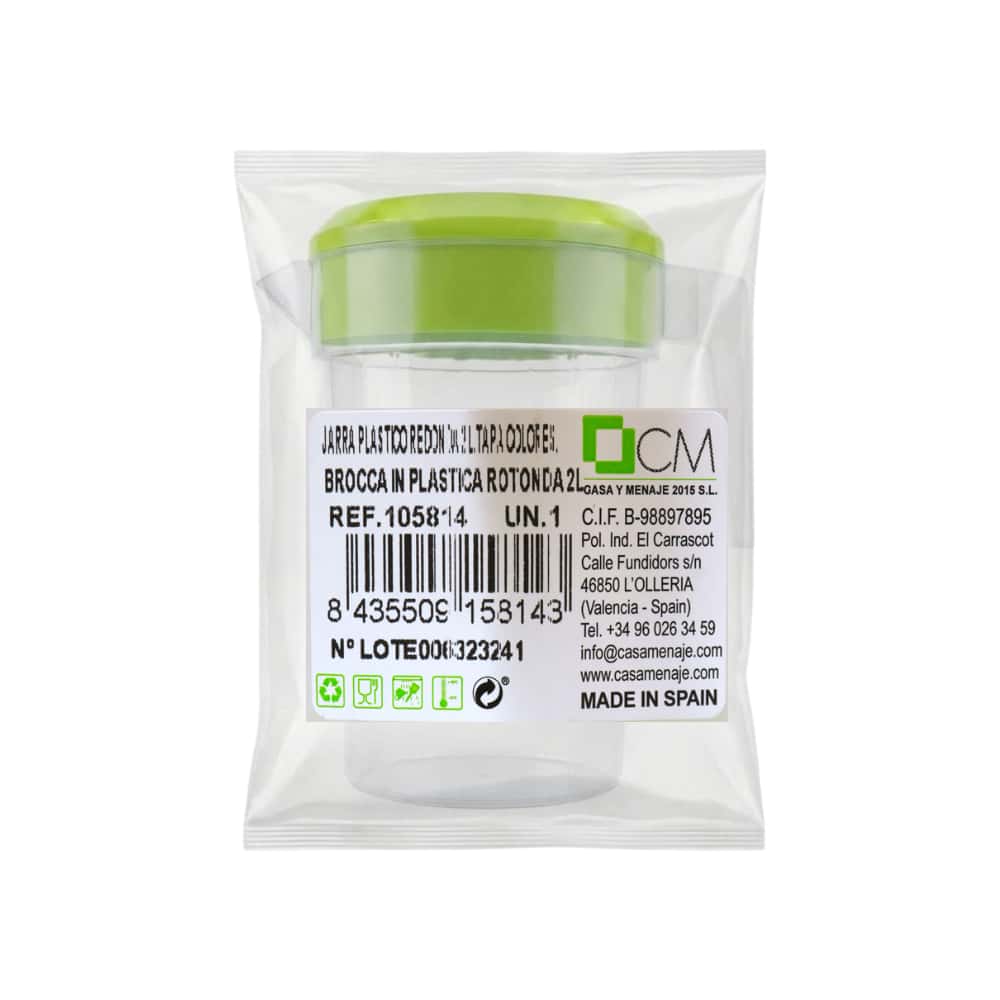 Jarra redonda de plástico con tapa de color verde Casa y Menaje (2 L) - Miniatura 2
