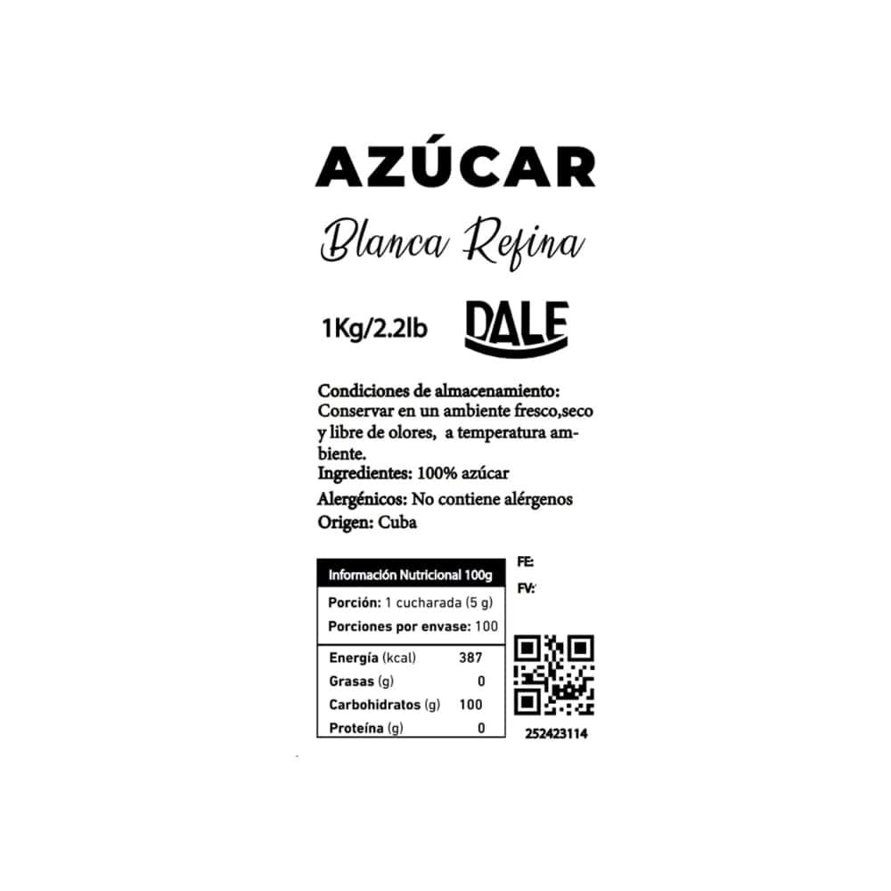 Azúcar blanca refina Dale (1 kg / 2.2 lb) - Miniatura 3
