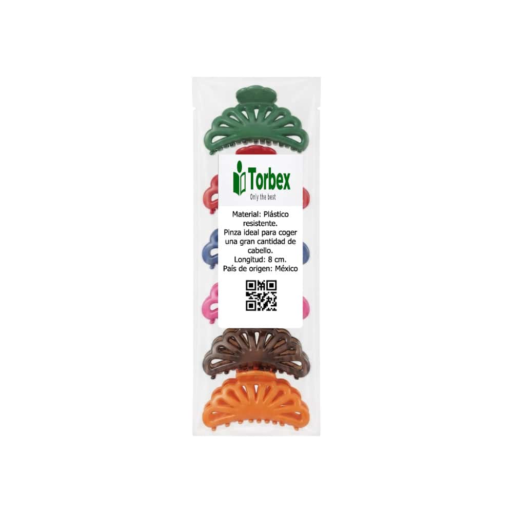Estuche de pinzas -pellizcos- para el cabello con diseño aberturas caladas Torbex (6 U) - Miniatura 2