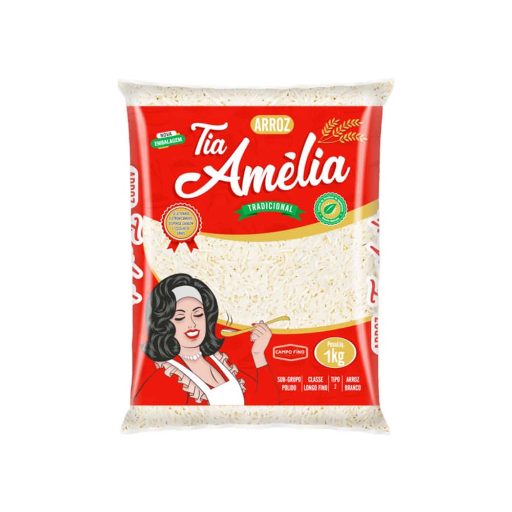 Arroz blanco de grano largo fino Tia Amélia (1 kg / 2.2 lb) - Miniatura 1