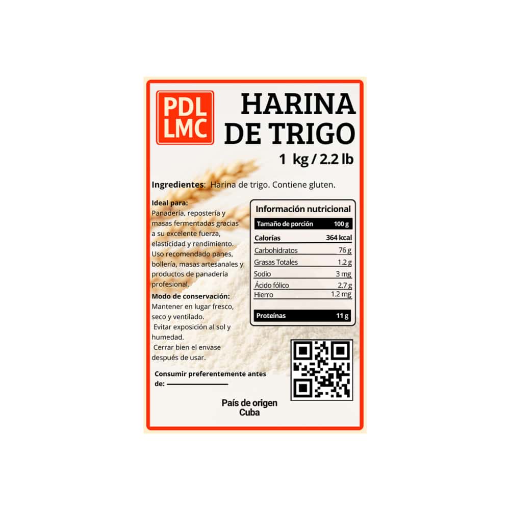Harina de trigo PDL LMC (1 kg / 2.2 lb) - Miniatura 2