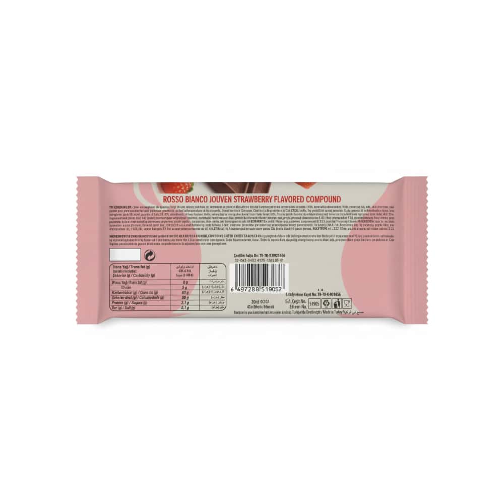 Tableta de chocolate rellena de crema de fresa Jouven Rosso Bianco (50 g / 1.76 oz) - Miniatura 2