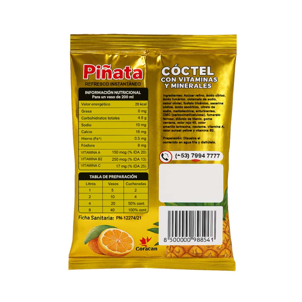 Refresco instantáneo sabor cóctel Piñata (200 g / 7 oz) - Miniatura 4