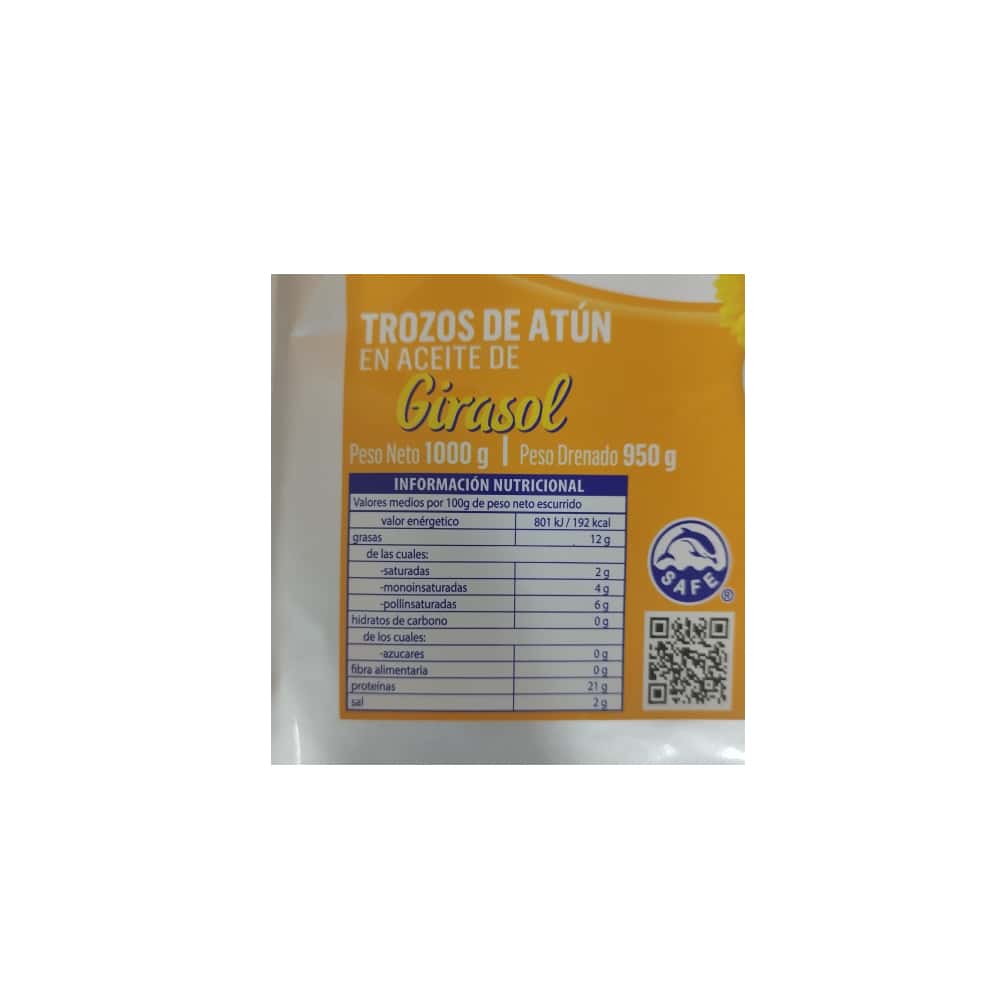 Trozos de atún en aceite de girasol Yeli (1 kg / 2.2 lb) - Miniatura 3
