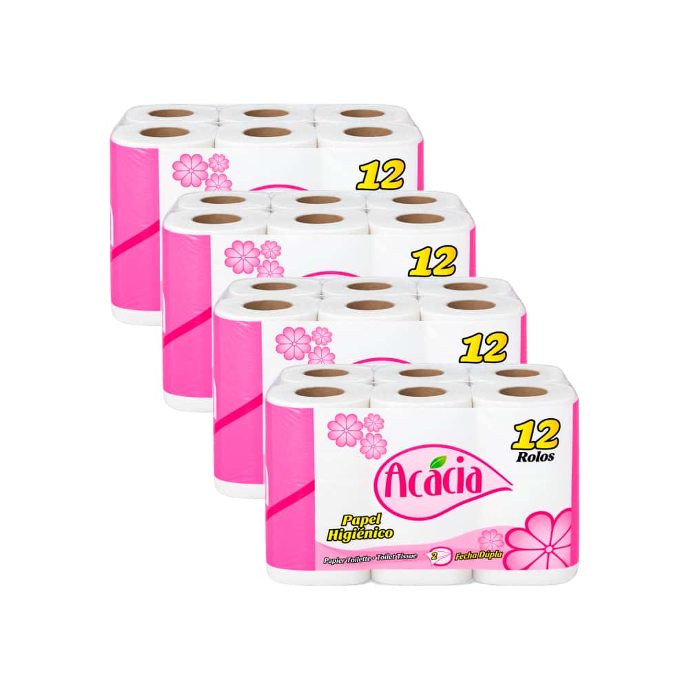 Papel sanitario doméstico doble hoja Acácia (4 x 12 U) - Miniatura 1