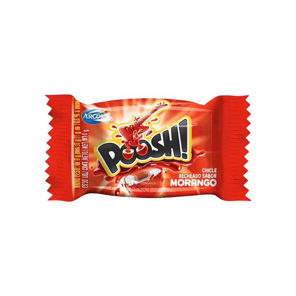 Chicle globo con relleno líquido sabor a fresa Poosh Arcor (160 g / 5.64 oz) - Miniatura 5
