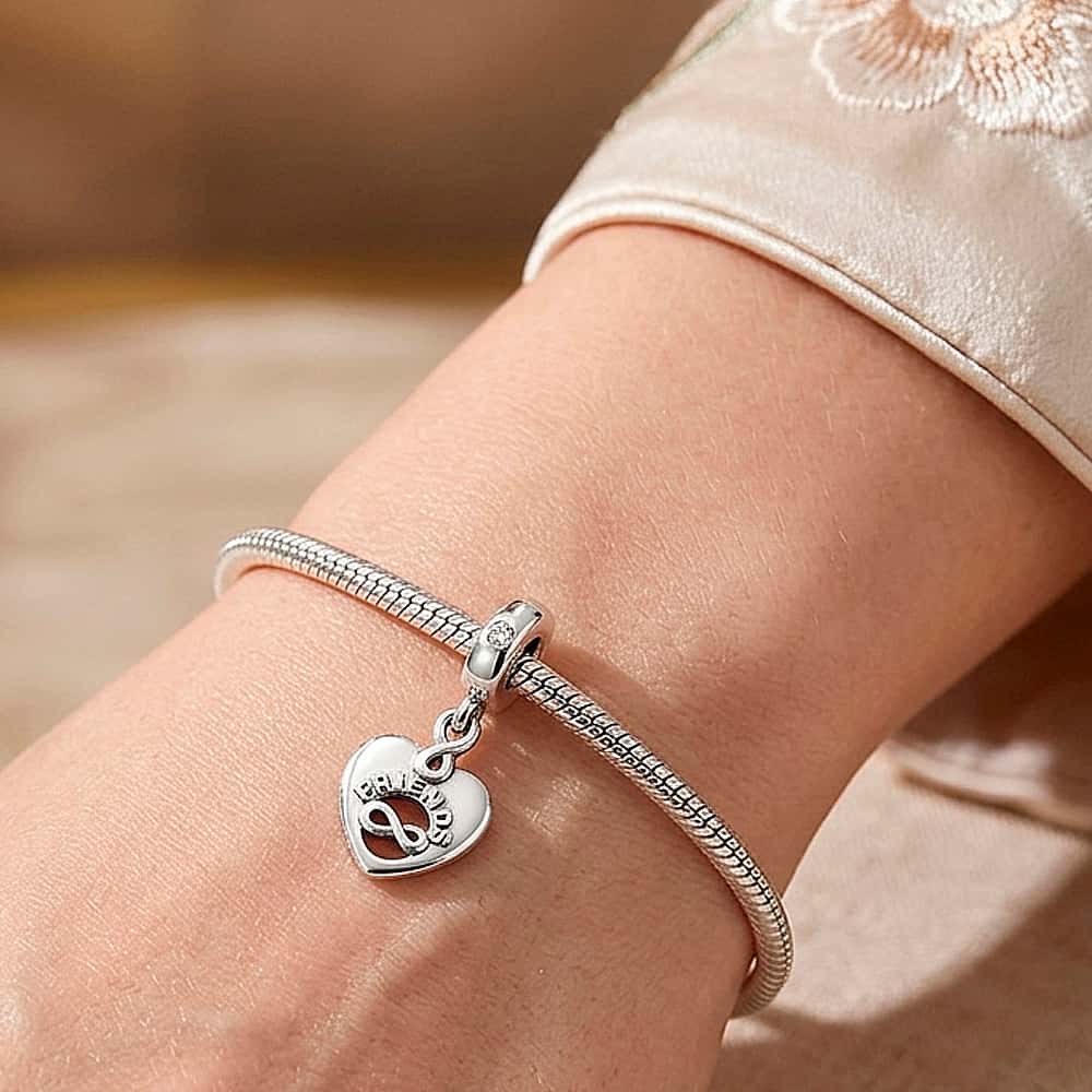 Charm colgante de plata S925 estilo Pandora corazón amigos para siempre - Miniatura 3
