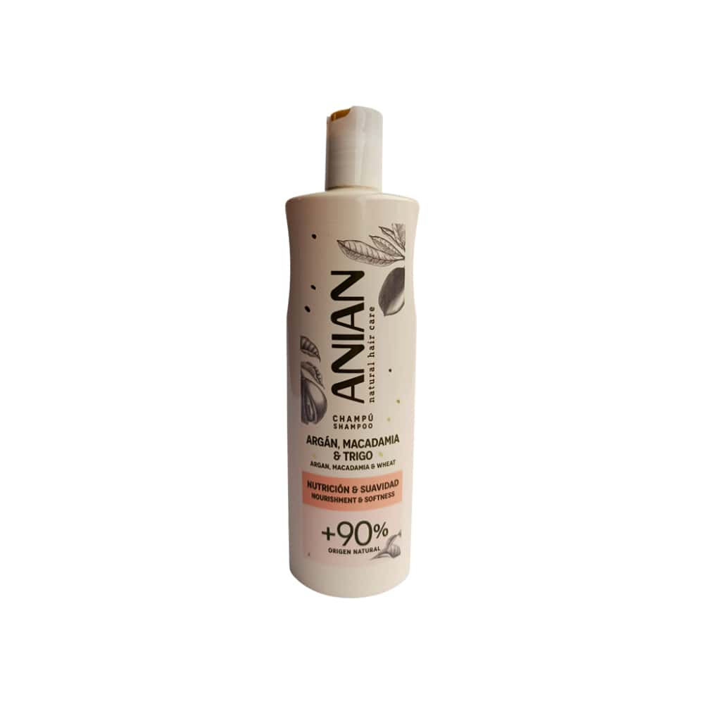 Champú con argán, macadamia y trigo Nnutrición y suavidad Anian (400 ml) - Miniatura 1