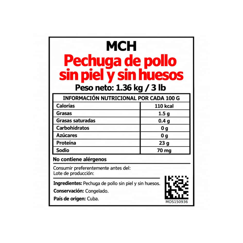 Pechuga de pollo sin piel y sin huesos MCH (1.36 kg / 3 lb) - Miniatura 2
