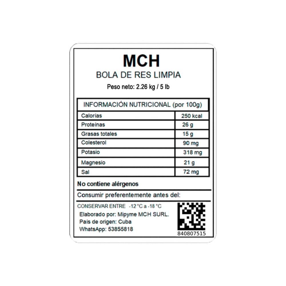 Bola de res limpia MCH (2.26 kg / 5 lb) - Miniatura 4