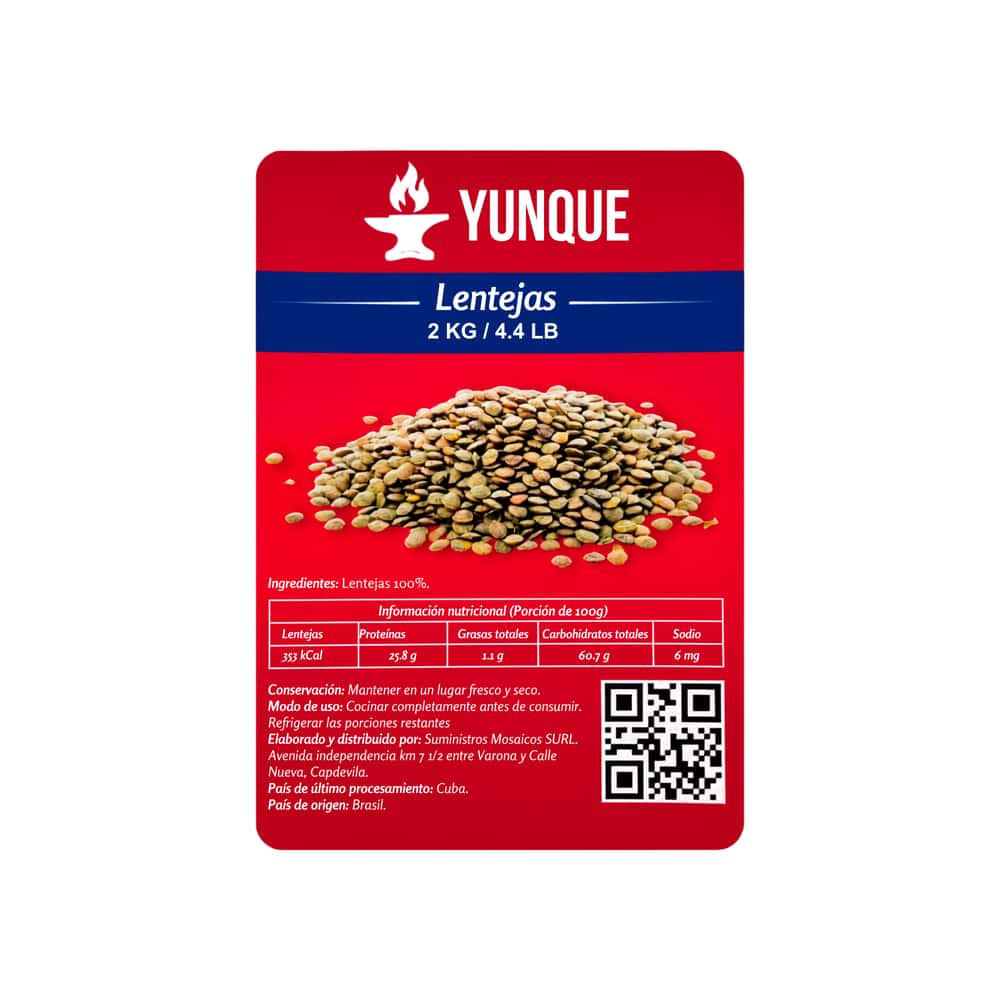 Lentejas enteras Yunque (2 kg / 4.4 lb) - Miniatura 3