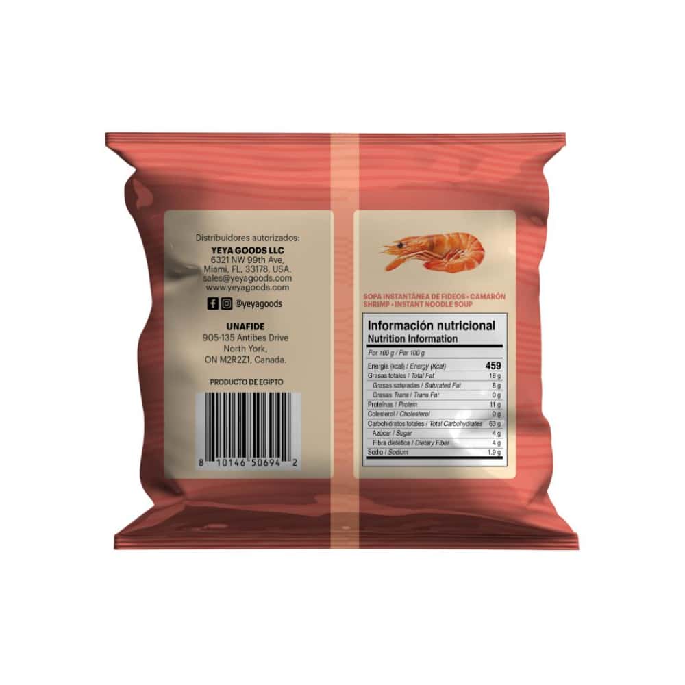 Sopa instantánea de fideos con sabor a camarón YEYA (5 x 75 g / 2.6 oz) - Miniatura 2