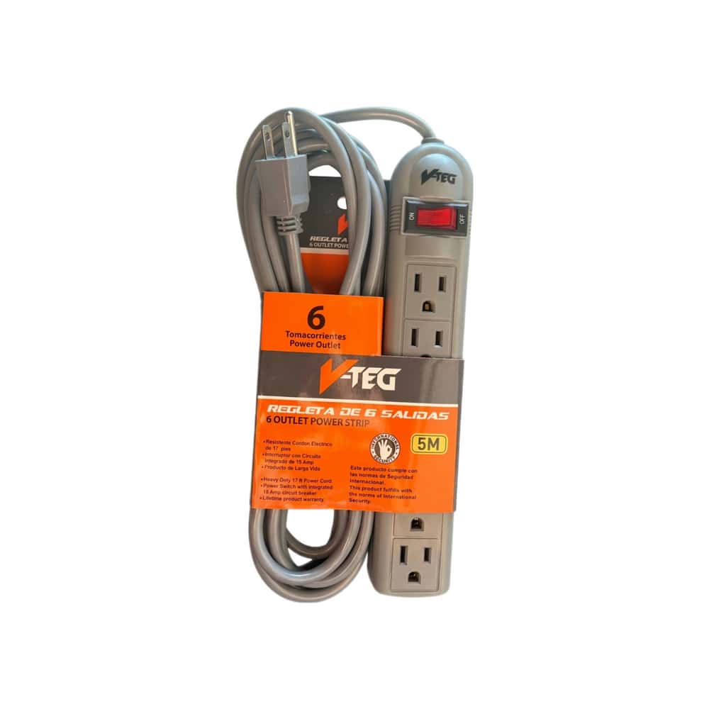 Extensión con sistema de 6 tomas y cable de 5 m V-TEG - Miniatura 1