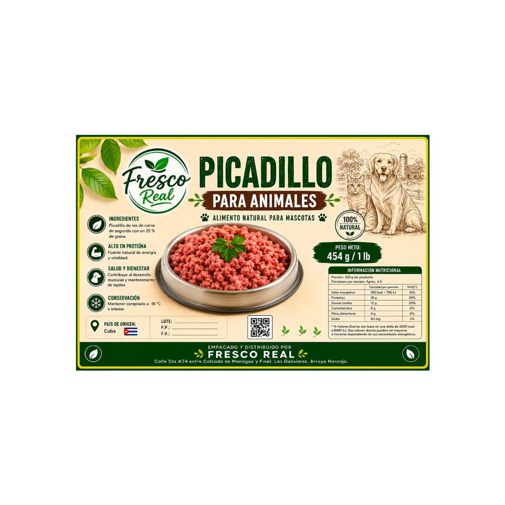 Picadillo de res para animales Fresco Real (454 g / 1 lb) - Miniatura 2