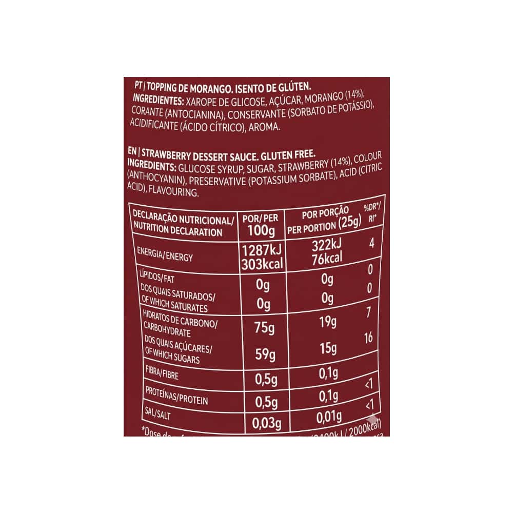 Cobertura para postres de fresa sin gluten Continente (295 g / 10.41 oz) - Miniatura 3