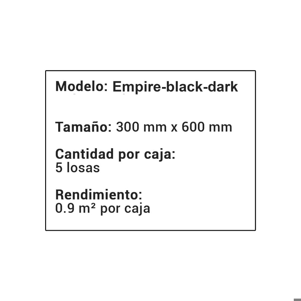 Caja de losas de cerámica mate empire-black-dark 300 mm x 600 mm Zeric (5 U) - Miniatura 5