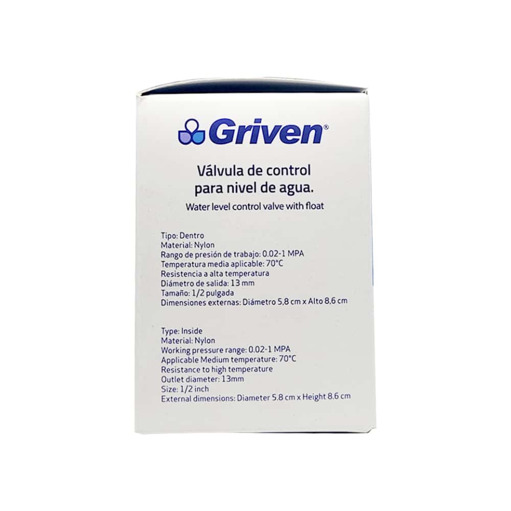 Válvula de control para nivel de agua de 1/2" Griven - Miniatura 2