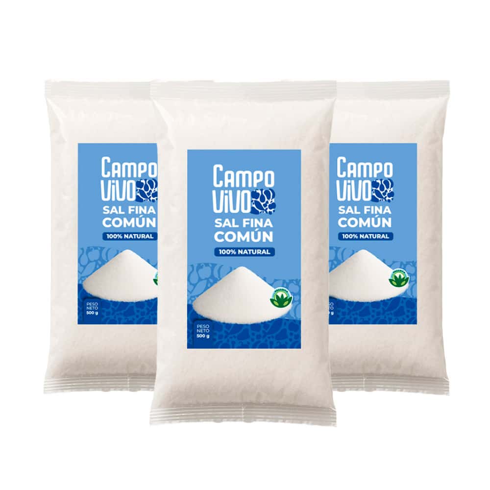 Sal fina común Campo Vivo (3 x 500 g / 1.1 lb) - Miniatura 1