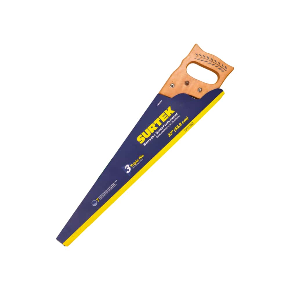Serrucho triple filo con mango de madera de 22" Surtek 120247 - Miniatura 2