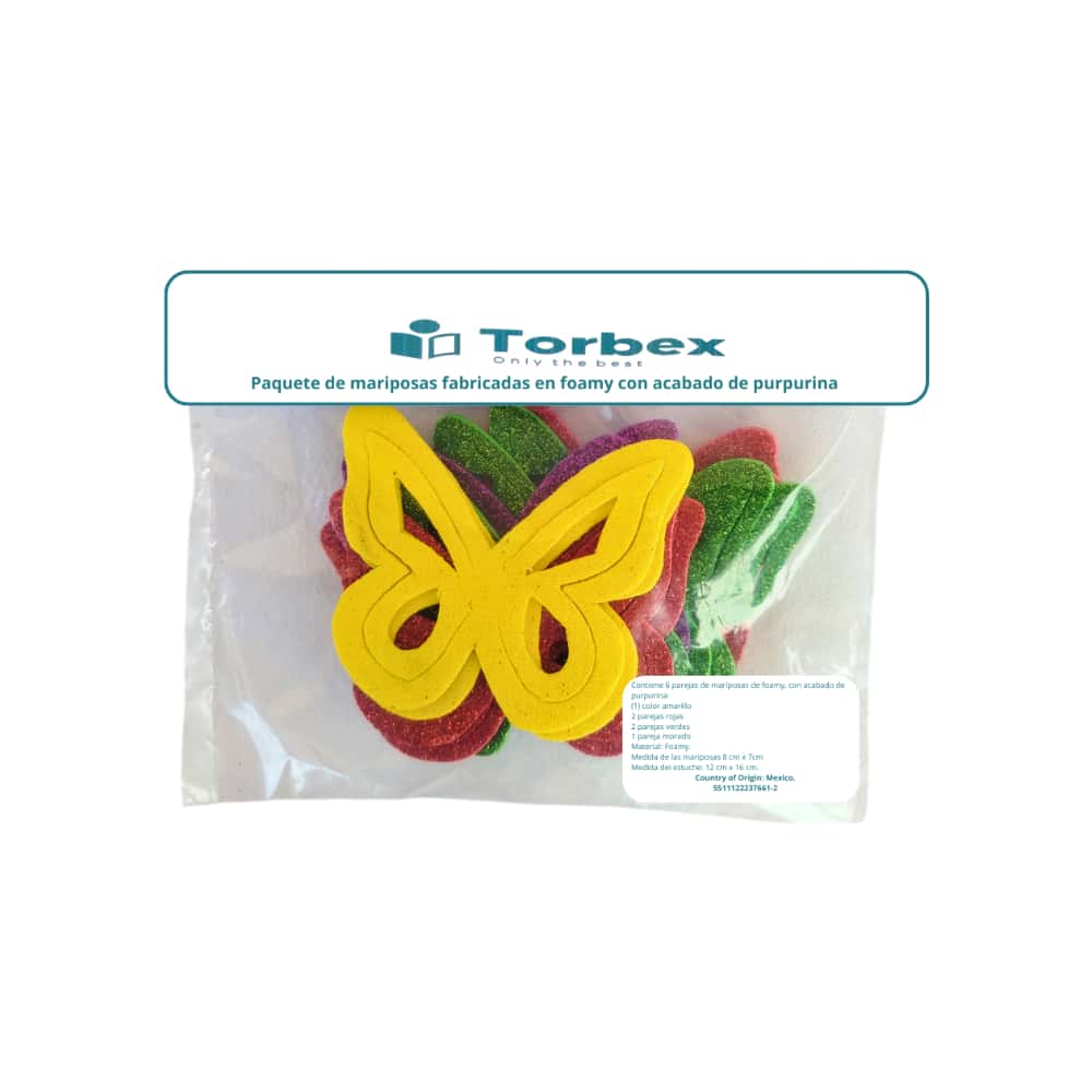 Paquete de mariposas fabricadas en foamy con acabado de purpurina Torbex - Miniatura 2
