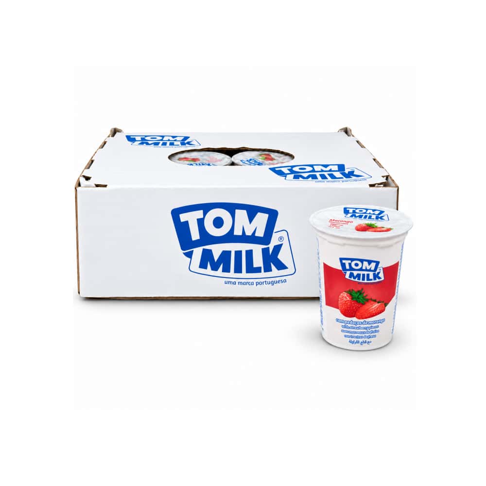 Yogurt pasteurizado sabor fresa con trocitos de frutas Tom Milk (12 x 500 g / 1.10 lb) - Miniatura 1