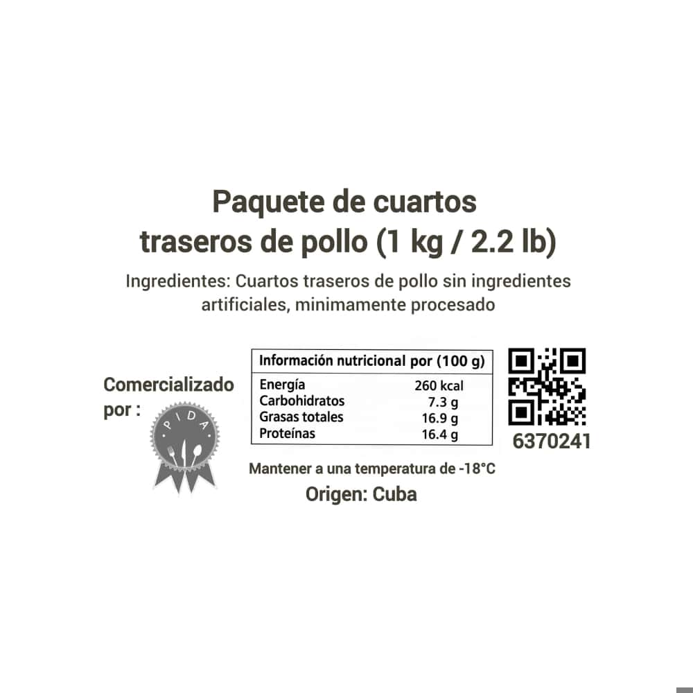 Paquete de cuartos traseros de pollo Pida (1 kg / 2.2 lb) - Miniatura 3