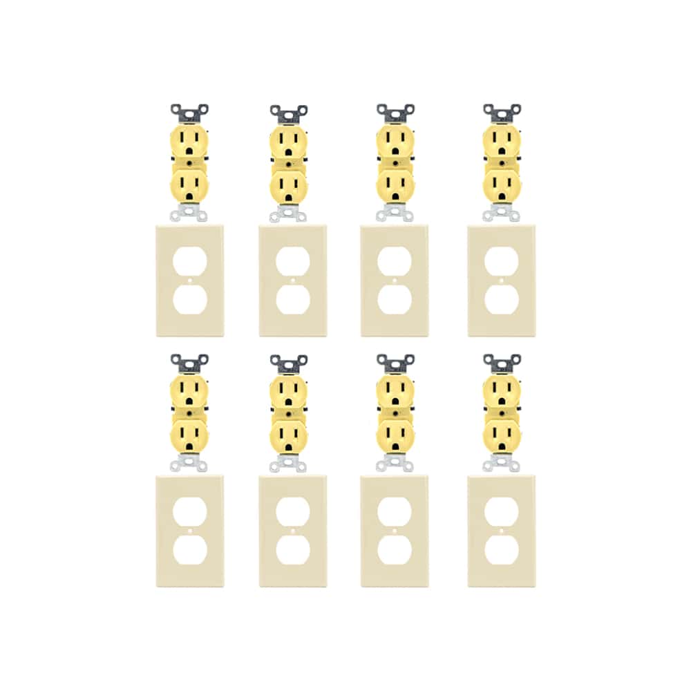 Set de 8 tomacorrientes doble de 125 V / 15 A con tapas Troen - Miniatura 1