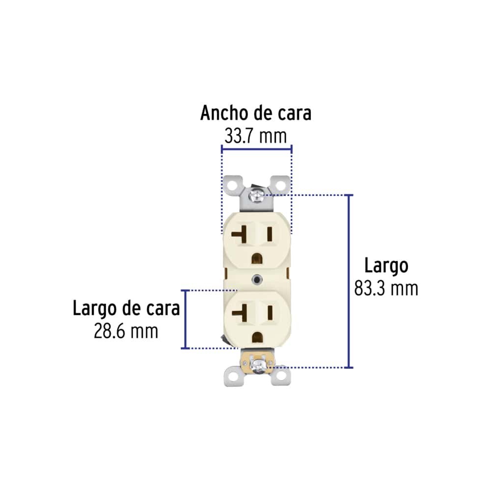 Tomacorriente doble 127 V / 20 A Volteck (1 U) - Miniatura 2