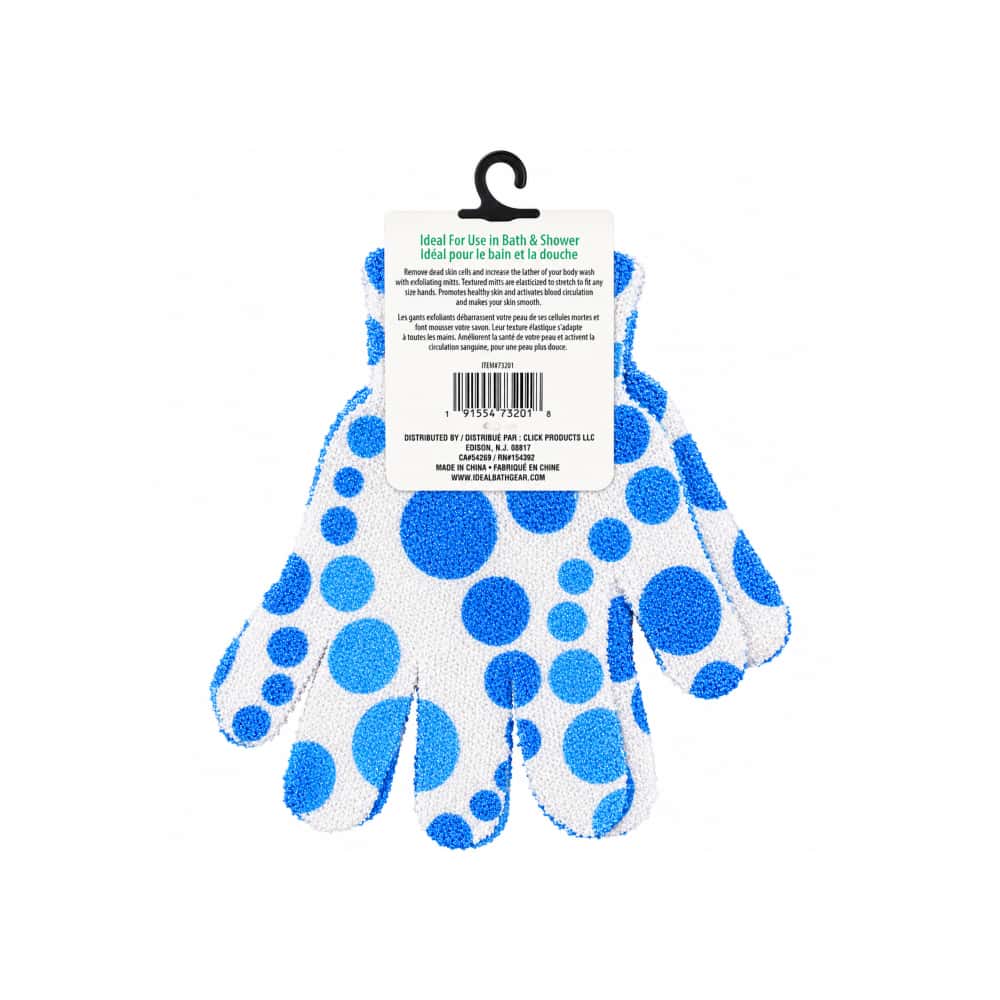 Guantes exfoliantes de baño de lujo con diseño de bolas azul Ideal Bath (1 U) - Miniatura 2