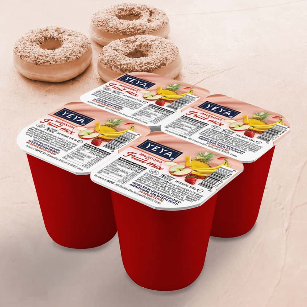 Yogurt pasteurizado sabor macedonia YEYA (4 x 125 g / 4.41 oz) - Miniatura 5
