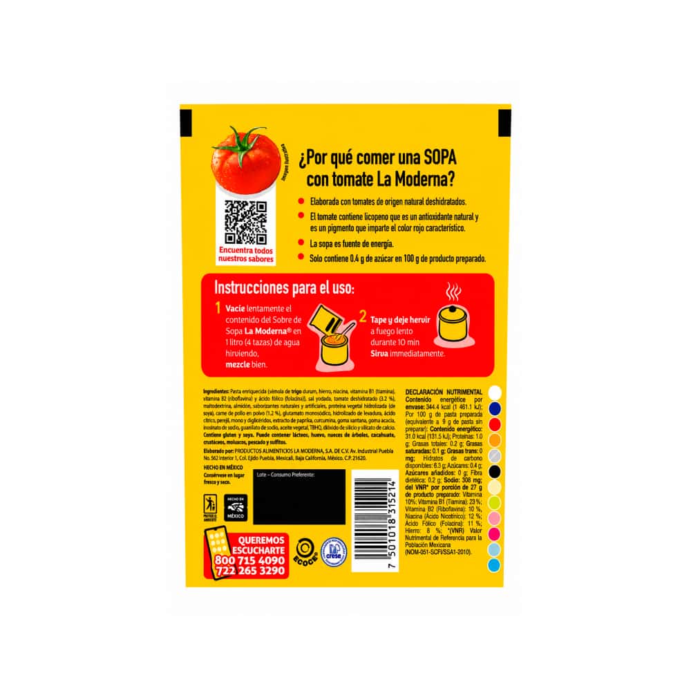 Sopa de fideos con tomate y pollo La Moderna (100 g / 3.52 oz) - Miniatura 3